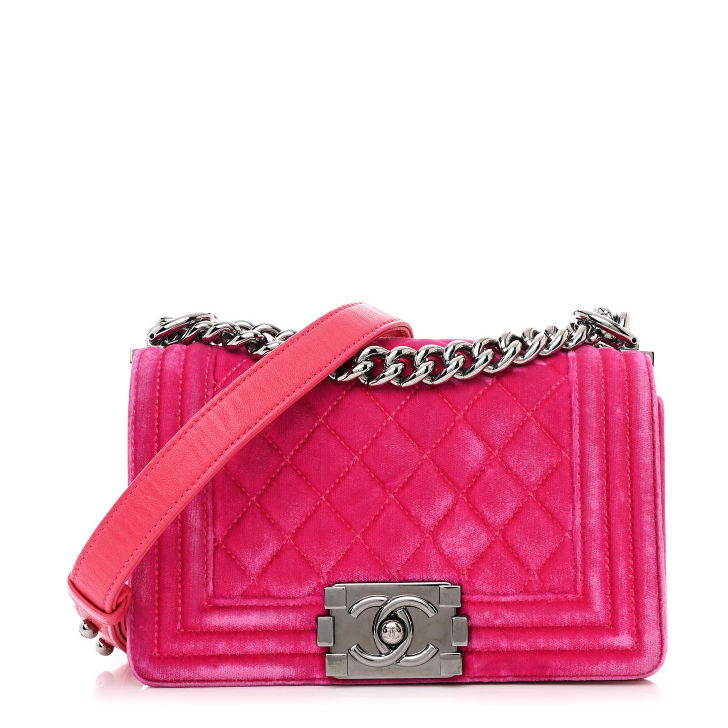Velvet Quilted Small Boy Flap Pink