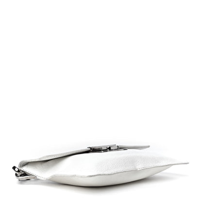 Prada Buffalo Metal Foldover Pushlock Chain Shoulder Bag White 3 of 6