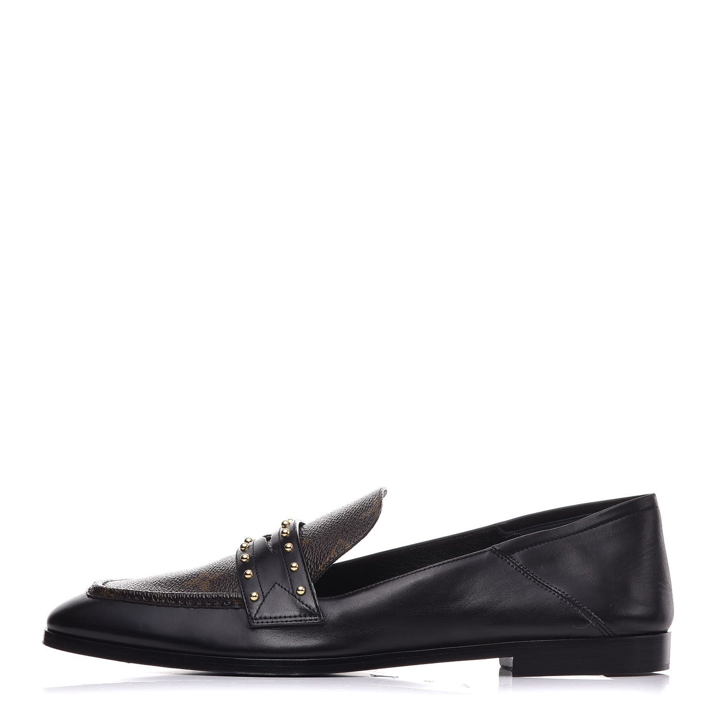 Calfskin Monogram Studded Loafers 39 Black