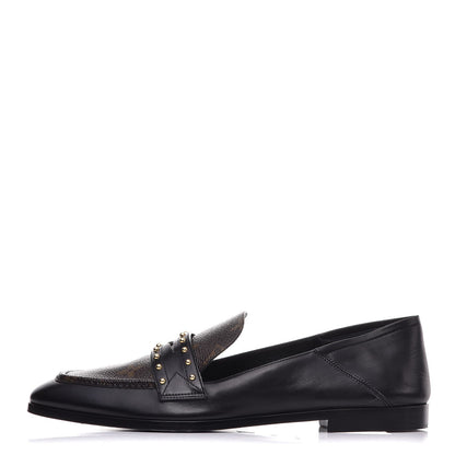 Louis Vuitton Calfskin Monogram Studded Loafers 39 Black 1 of 12