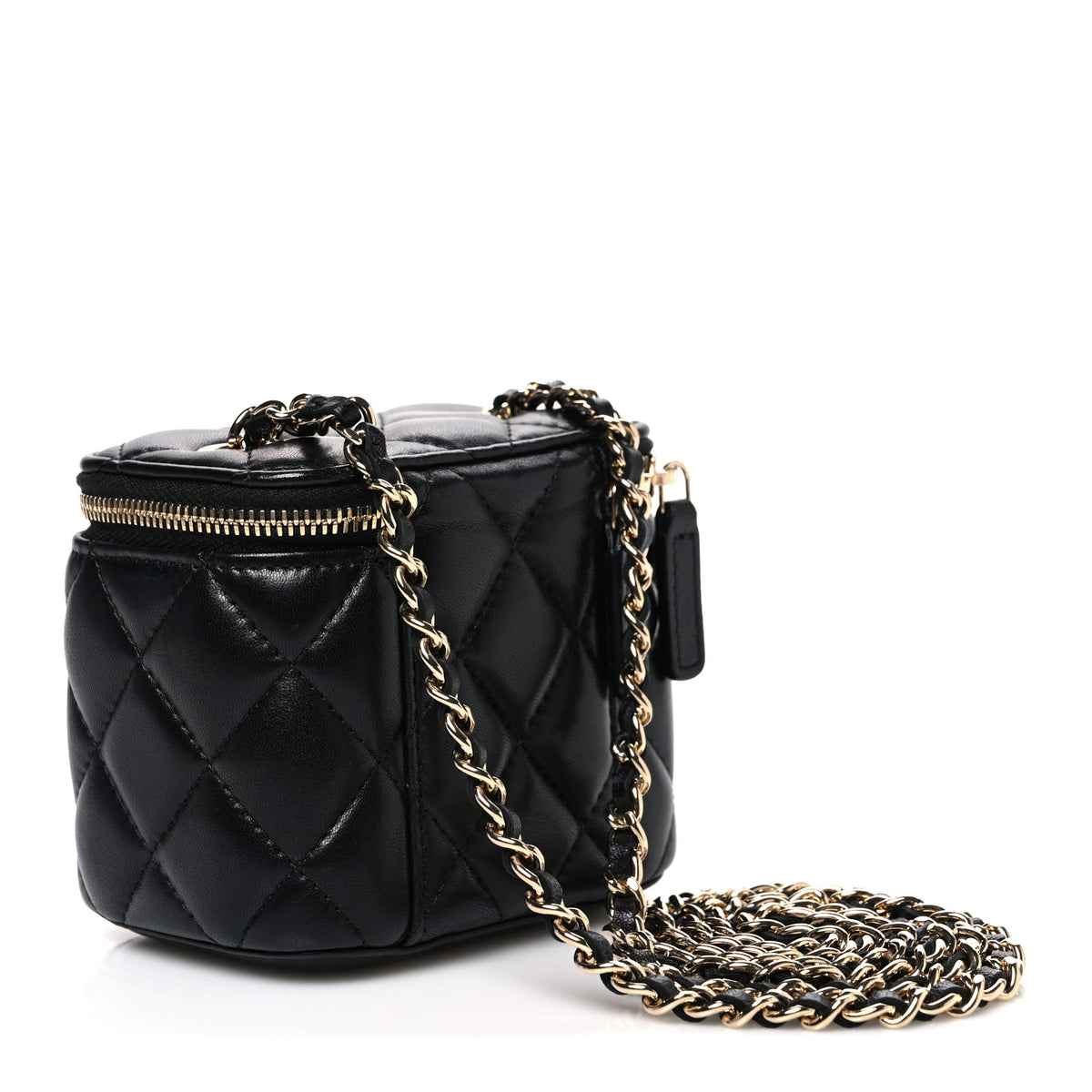 Chanel Lambskin Quilted Mini Vanity Case With Chain Black 2 of 9