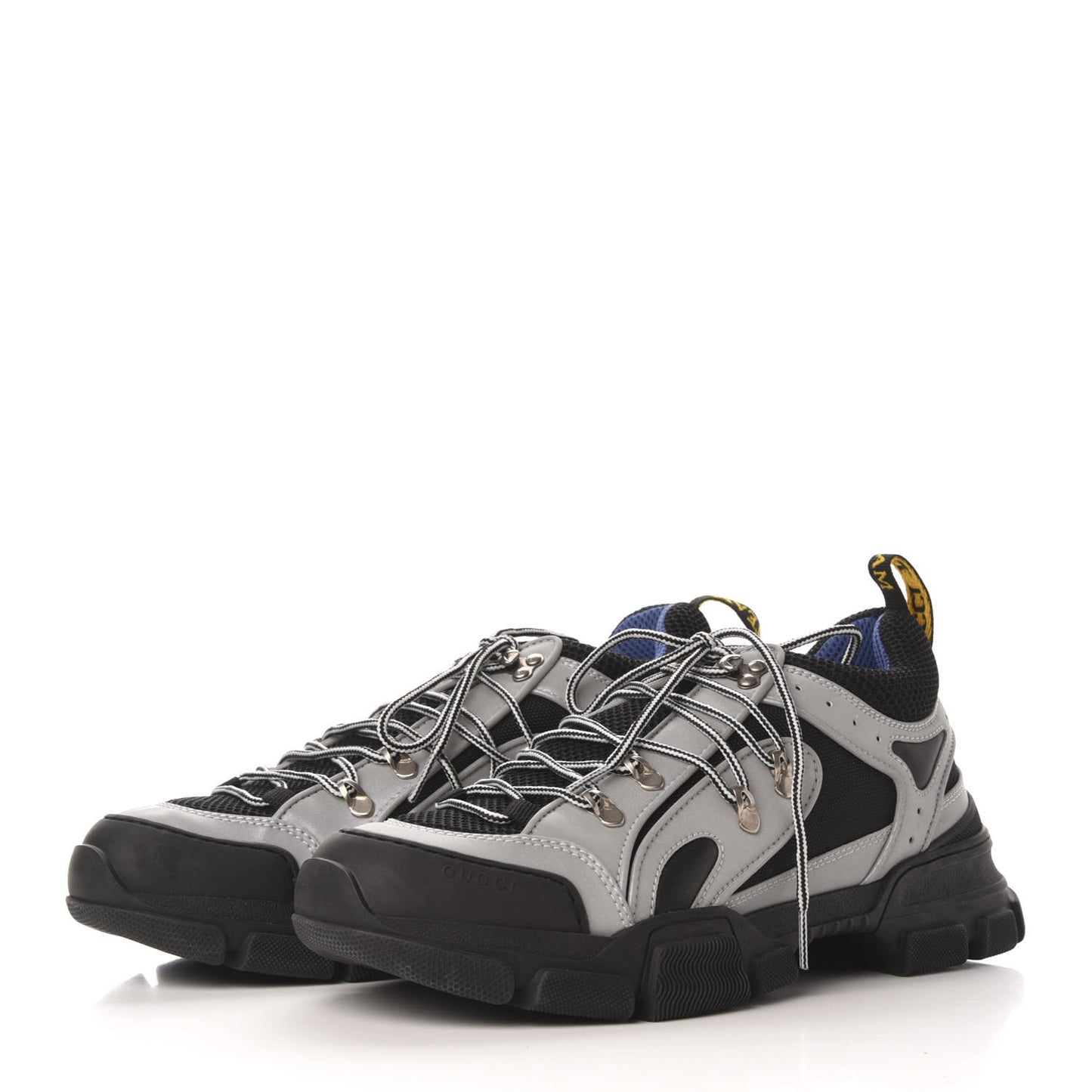 X SEGA Mesh Technical Canvas Calfskin Reflective Mens Flashtrek Sneakers 10.5 Silver Black