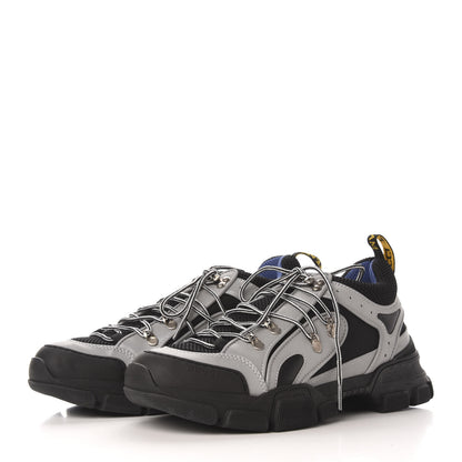 Gucci X SEGA Mesh Technical Canvas Calfskin Reflective Mens Flashtrek Sneakers 10.5 Silver Black 3 of 8