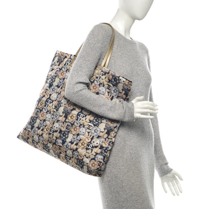 Chanel Nylon Cat Emoticon Tote Navy Gold 2 of 8