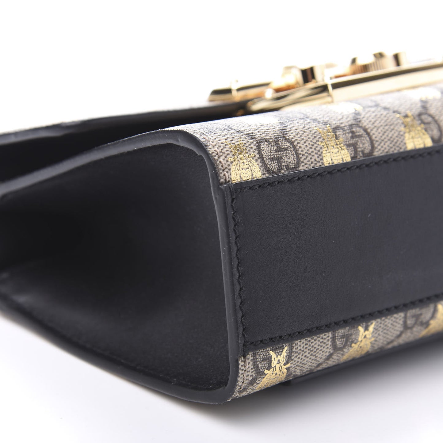 GG Supreme Monogram Bees Small Padlock Shoulder Bag Black