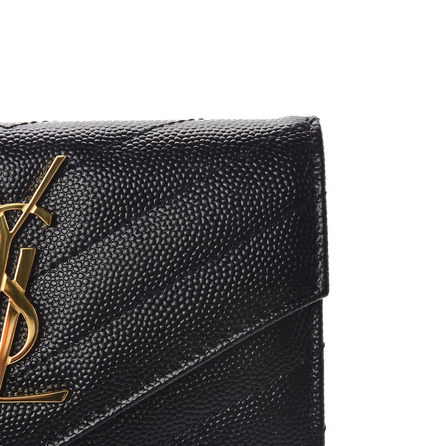 Saint Laurent Grain De Poudre Matelasse Chevron Small Monogram Envelope Wallet Black 8 of 8
