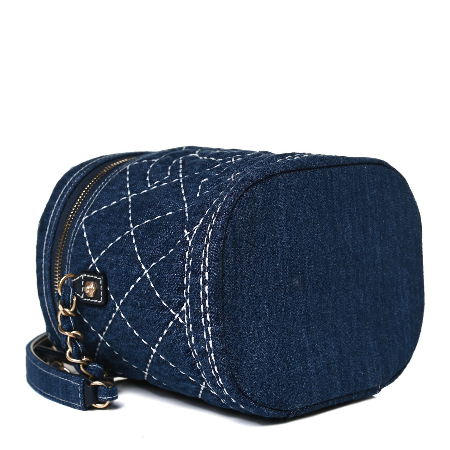 Denim Quilted Denim Trip Vanity Cosmetic Case Blue