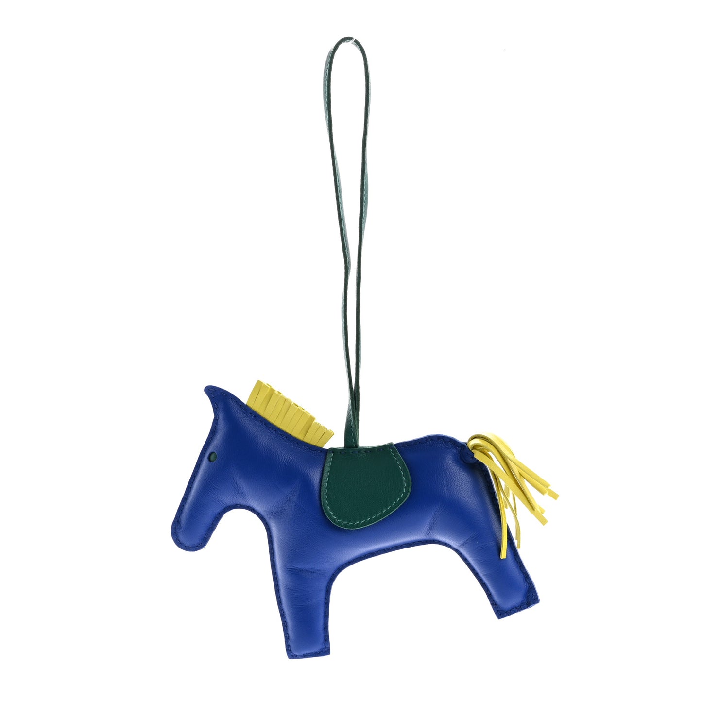 Milo Lambskin Grigri Rodeo Horse Bag Charm GM Bleu Electrique Malachite Lime