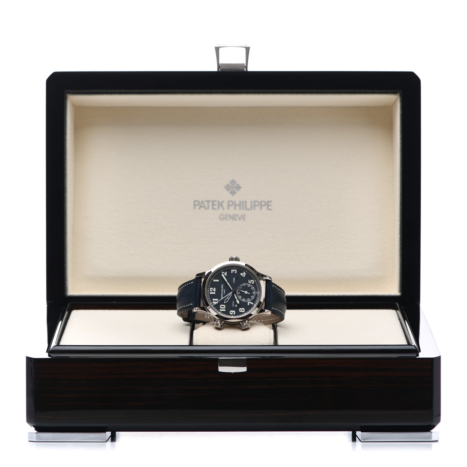 Patek Philippe 18K White Gold Calfskin 37.5mm Calatrava Pilot Time Travel Automatic Watch Black 7234G-001 5 of 5
