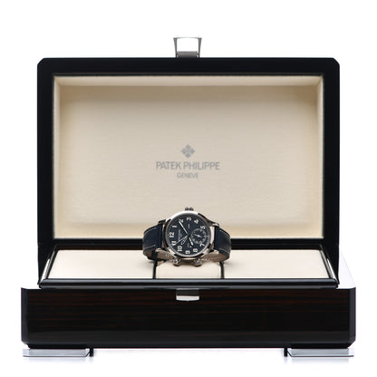 Patek Philippe 18K White Gold Calfskin 37.5mm Calatrava Pilot Time Travel Automatic Watch Black 7234G-001 5 of 5
