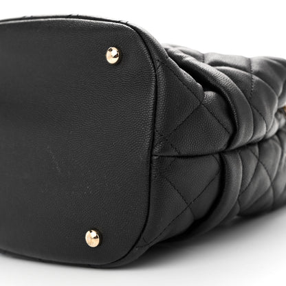 Chanel Caviar Quilted Rolled Up Bucket Drawstring Bag Black 10 of 10