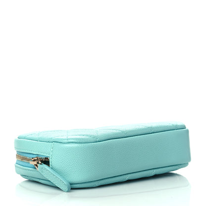Chanel Caviar Quilted Small Curvy Pouch Cosmetic Case Light Blue 4 of 11