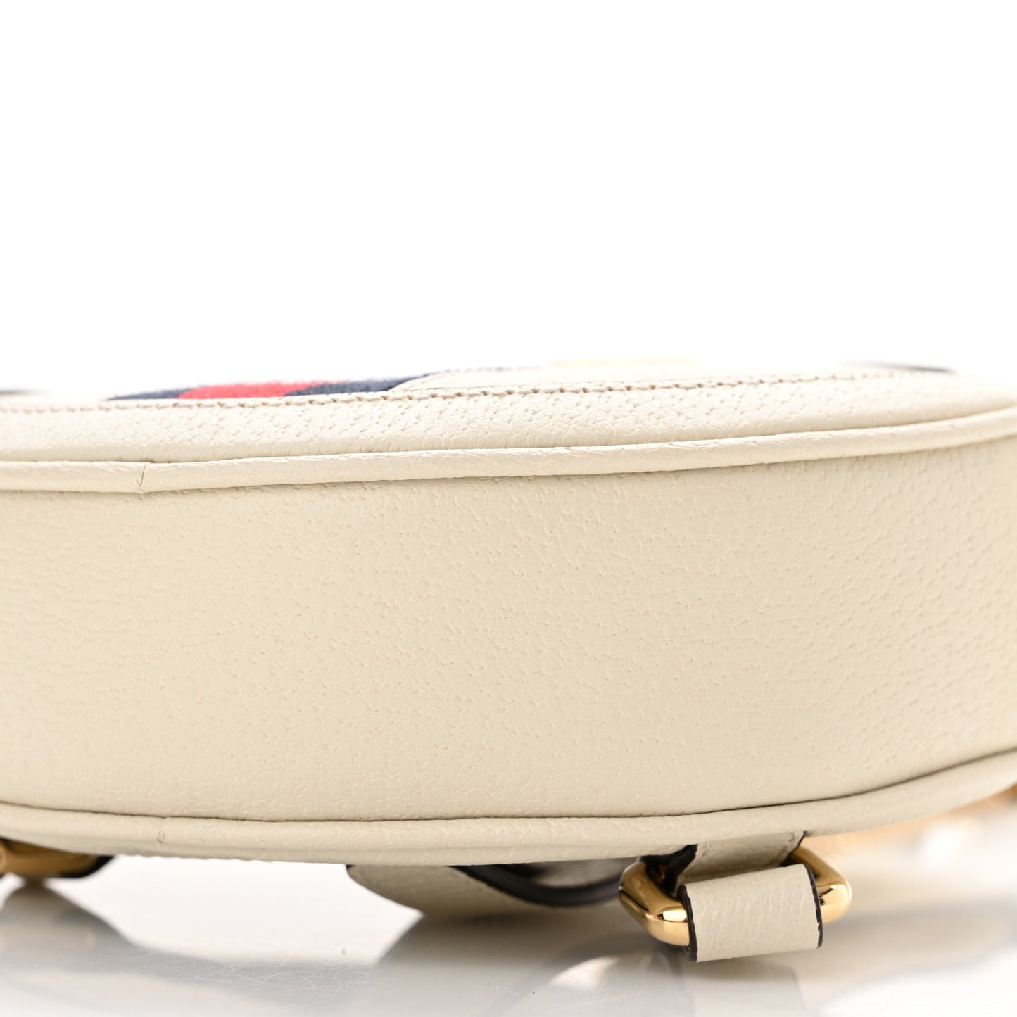 Textured Calfskin Web Mini Ophidia Round Backpack Mystic White