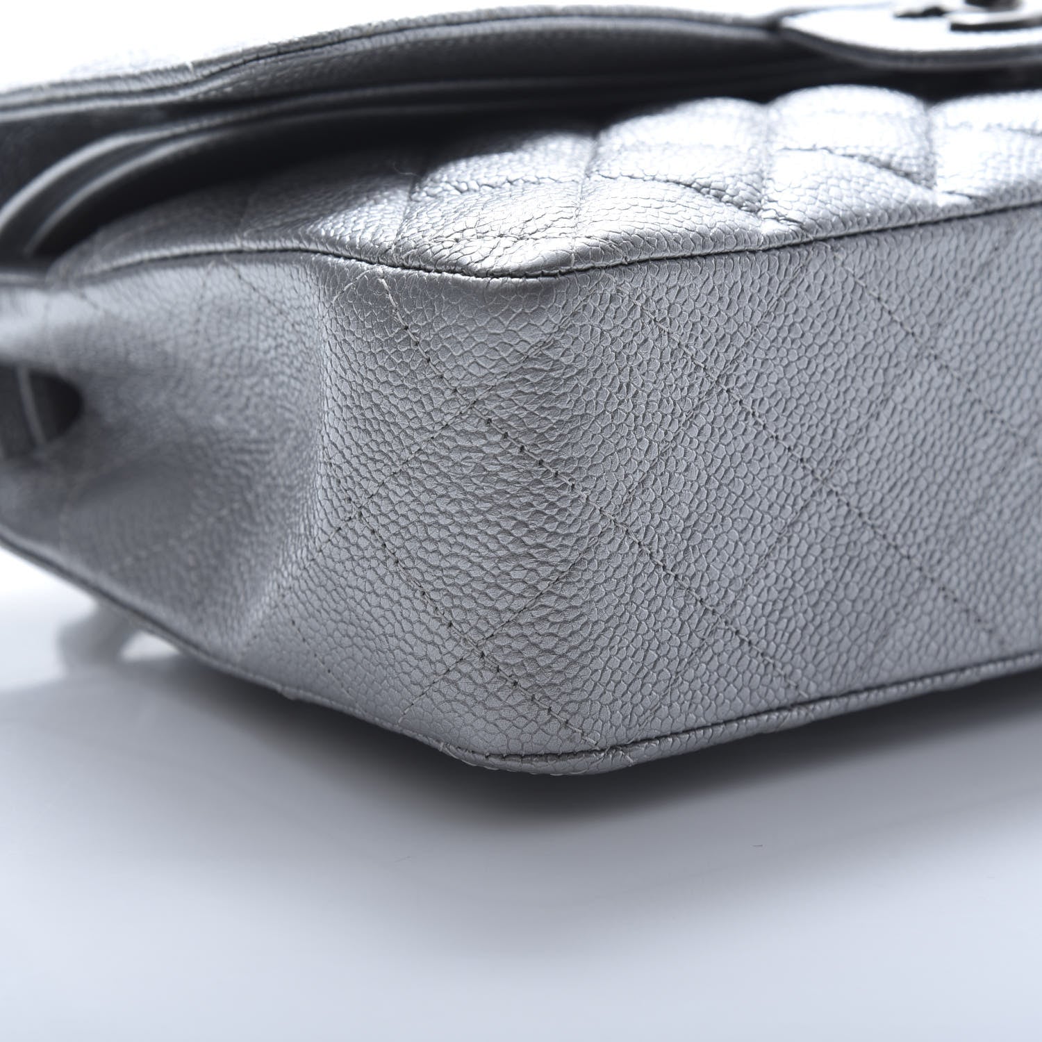Chanel Metallic Caviar Quilted Medium Double Flap Silver 9 of 12