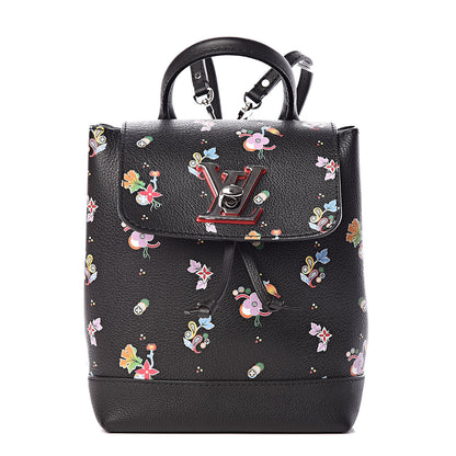 Louis Vuitton Calfskin Flower Lockme Mini Backpack Black Multicolor 1 of 9