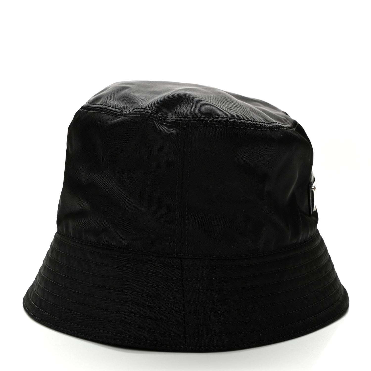 Prada Re-Nylon Metal Triangle Logo Womens Bucket Hat M Black 6 of 8