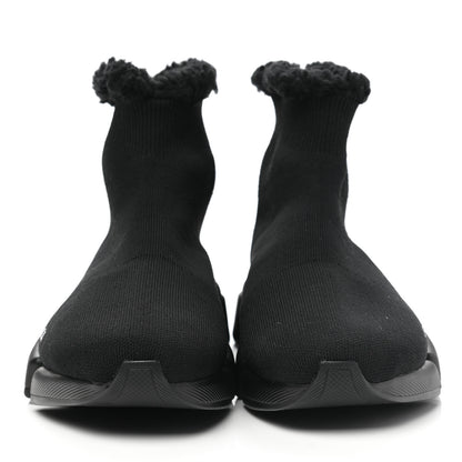 Balenciaga Technical 3D Recycled Knit Fake Fur Womens Speed 2.0 Sneakers 36 Monocolor Black 2 of 7