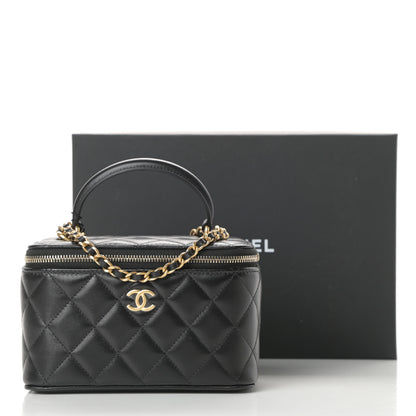 Chanel Lambskin Quilted Small Top Handle Vanity Case With Chain Black 11 of 11