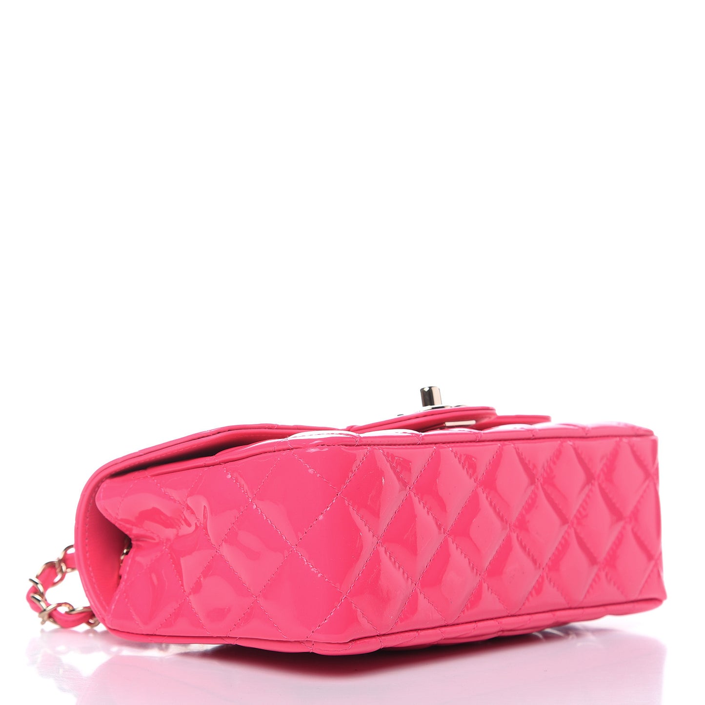 Patent Quilted Mini Rectangular Flap Pink