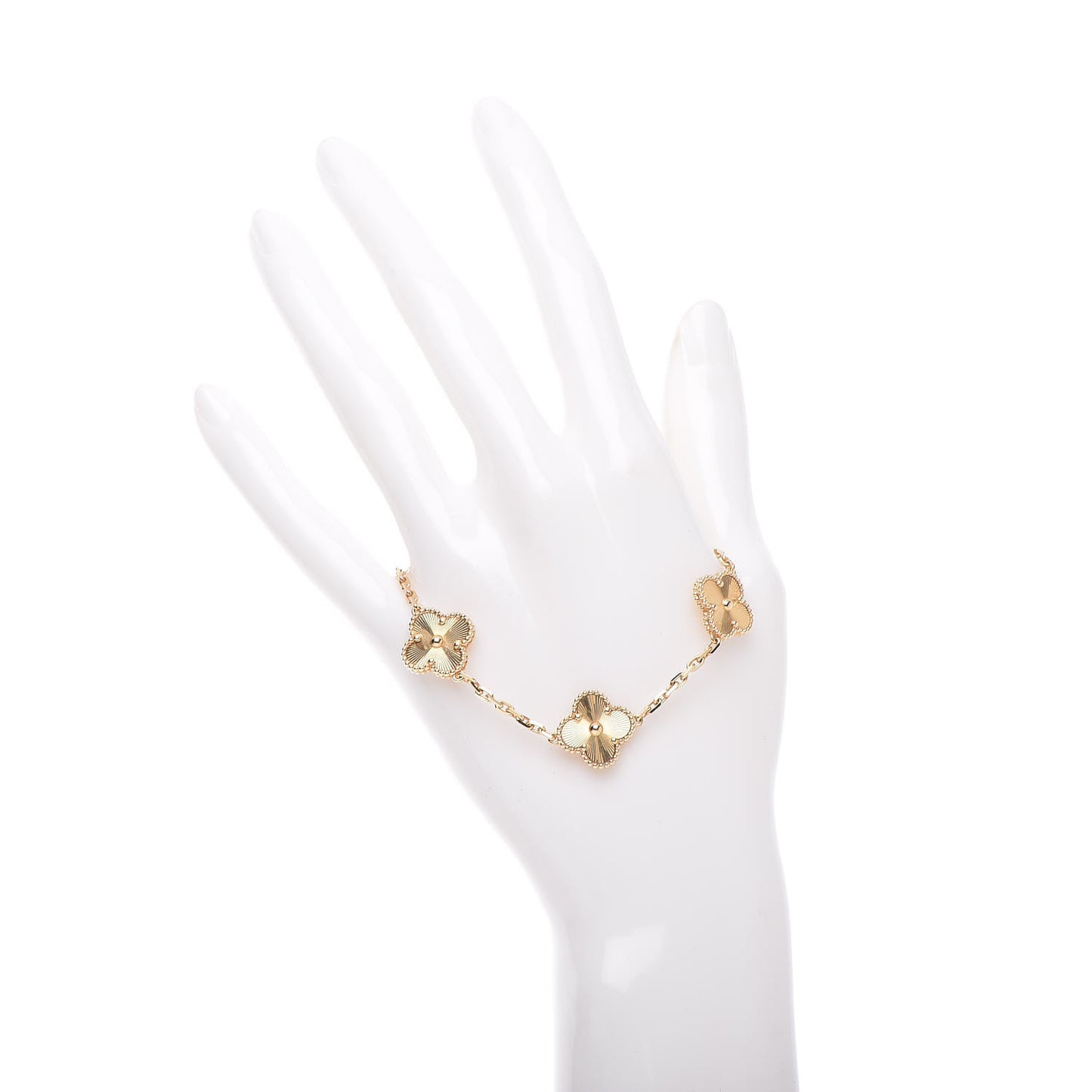 18K Yellow Gold 5 Motifs Guilloche Vintage Alhambra Bracelet