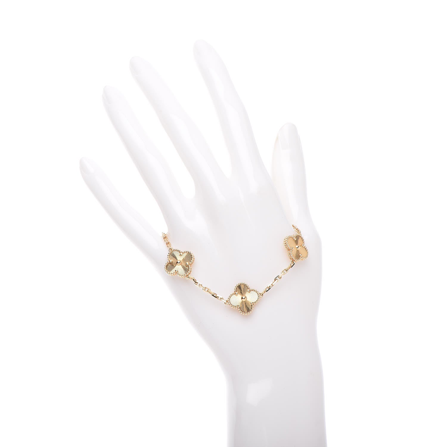Van Cleef & Arpels 18K Yellow Gold 5 Motifs Guilloche Vintage Alhambra Bracelet 2 of 6