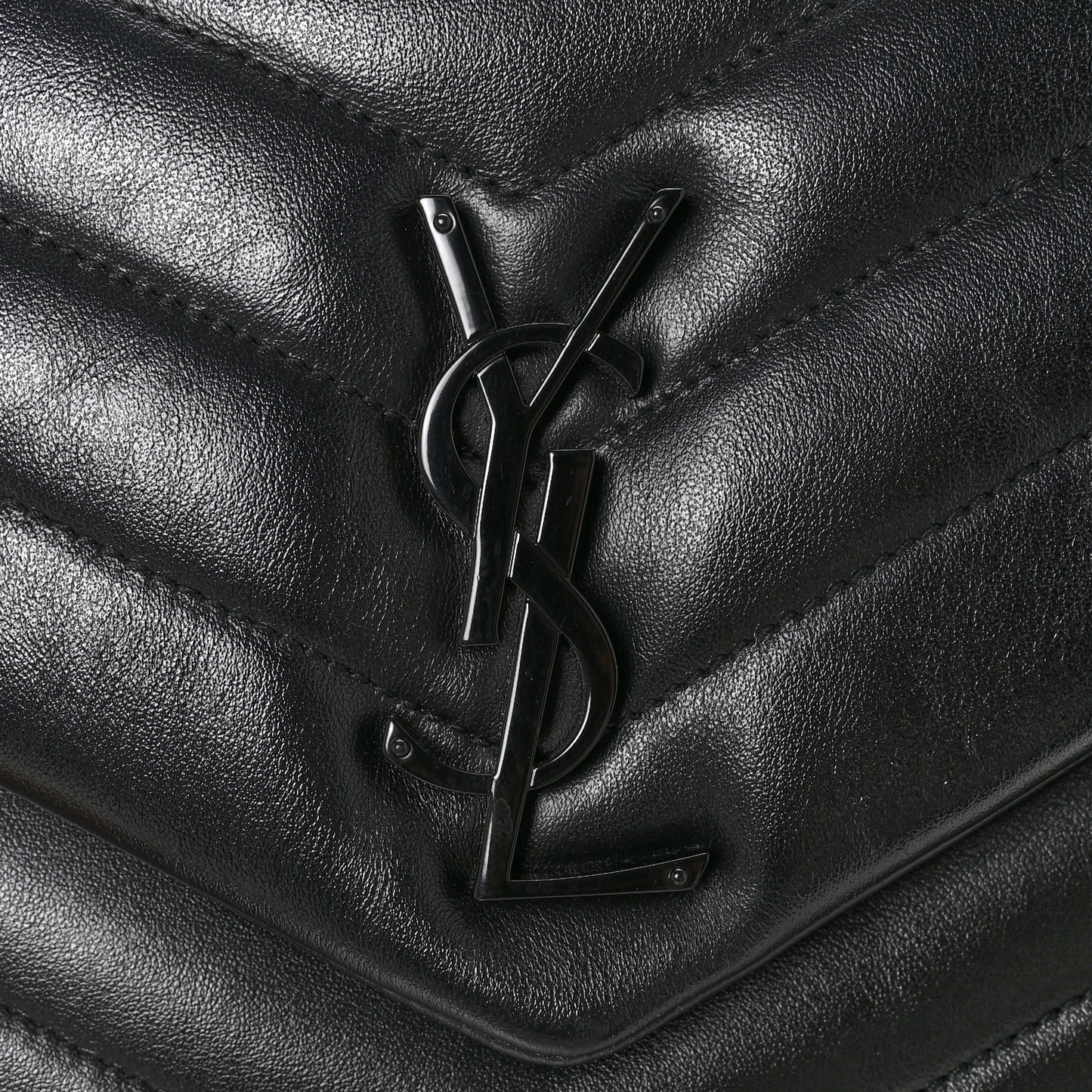 Calfskin Y Quilted Monogram Monochrome Medium Loulou Chain Satchel Black