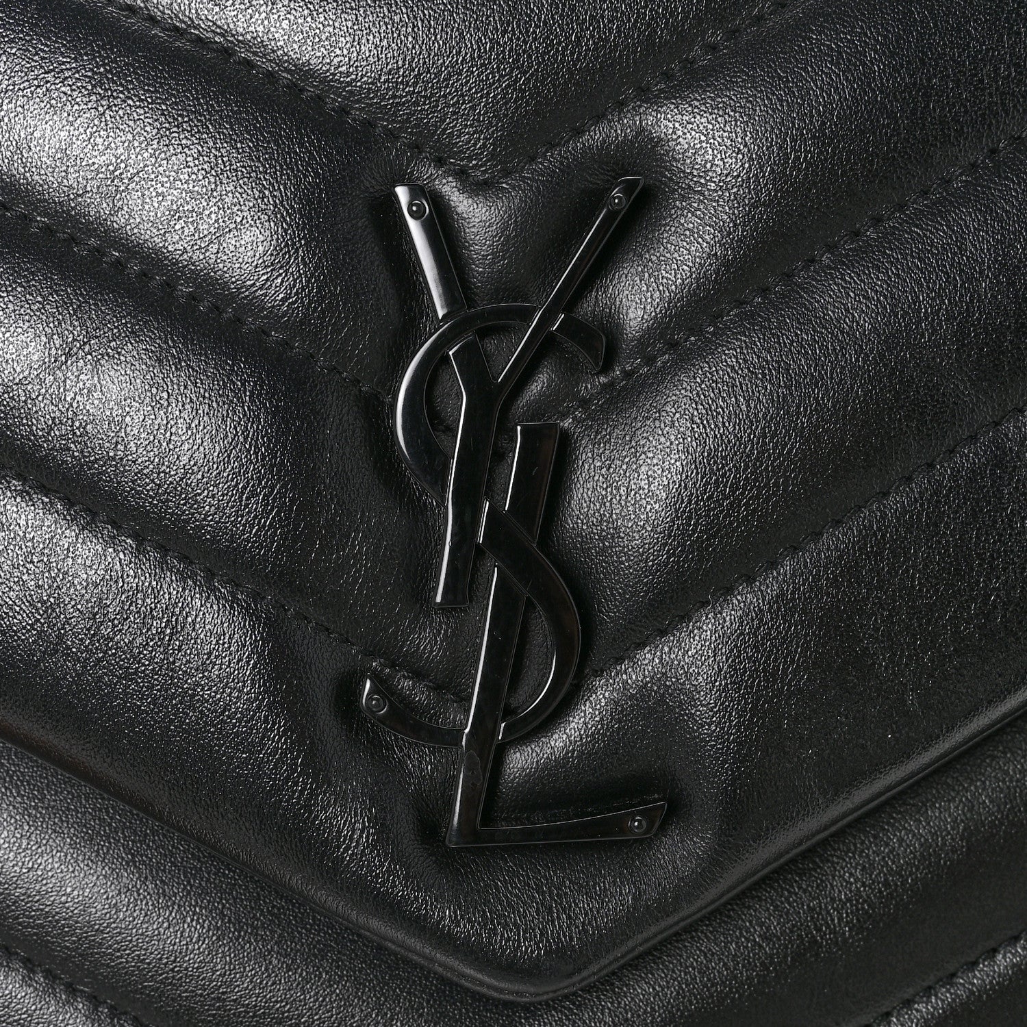 Saint Laurent Calfskin Y Quilted Monogram Monochrome Medium Loulou Chain Satchel Black 11 of 12