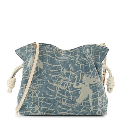 Loewe Denim Calfskin Mermaid Print Paula's Ibiza Flamenco Knot Bag Blue Tan 1 of 10