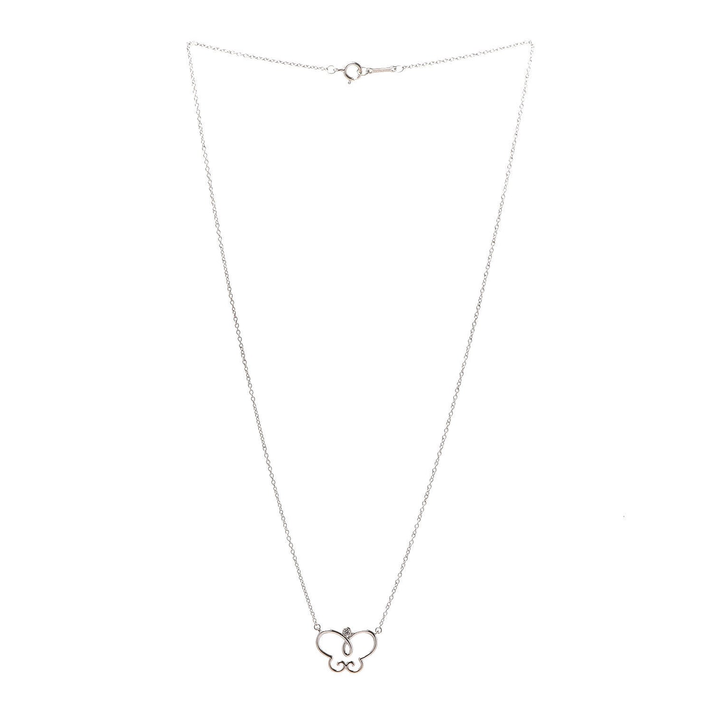 18K White Gold Diamond Paloma Picasso Butterfly Pendant Necklace