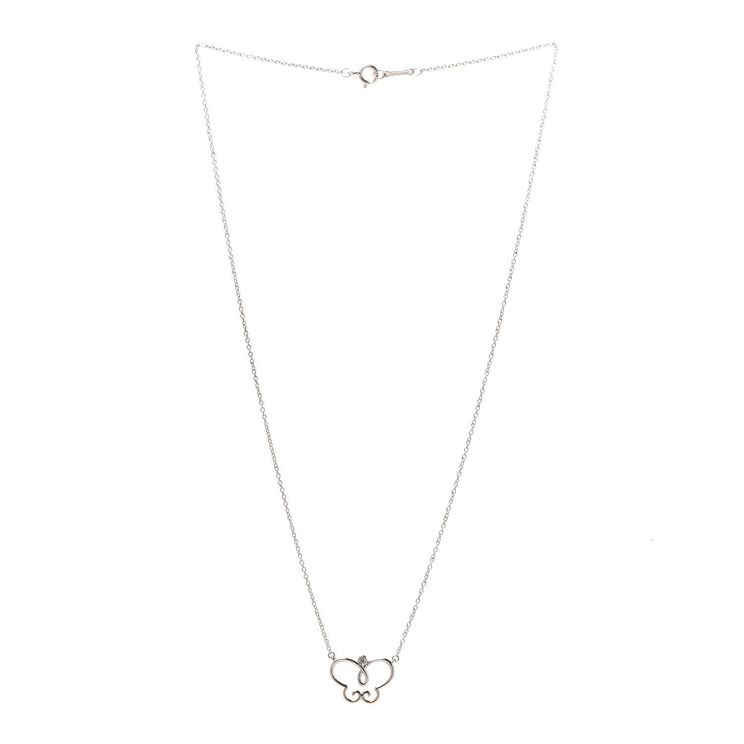 Tiffany 18K White Gold Diamond Paloma Picasso Butterfly Pendant Necklace 3 of 4