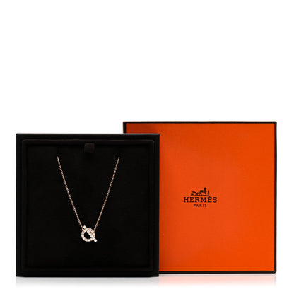 Hermes 18K Rose Gold Diamond Finesse Pendant Necklace 6 of 6