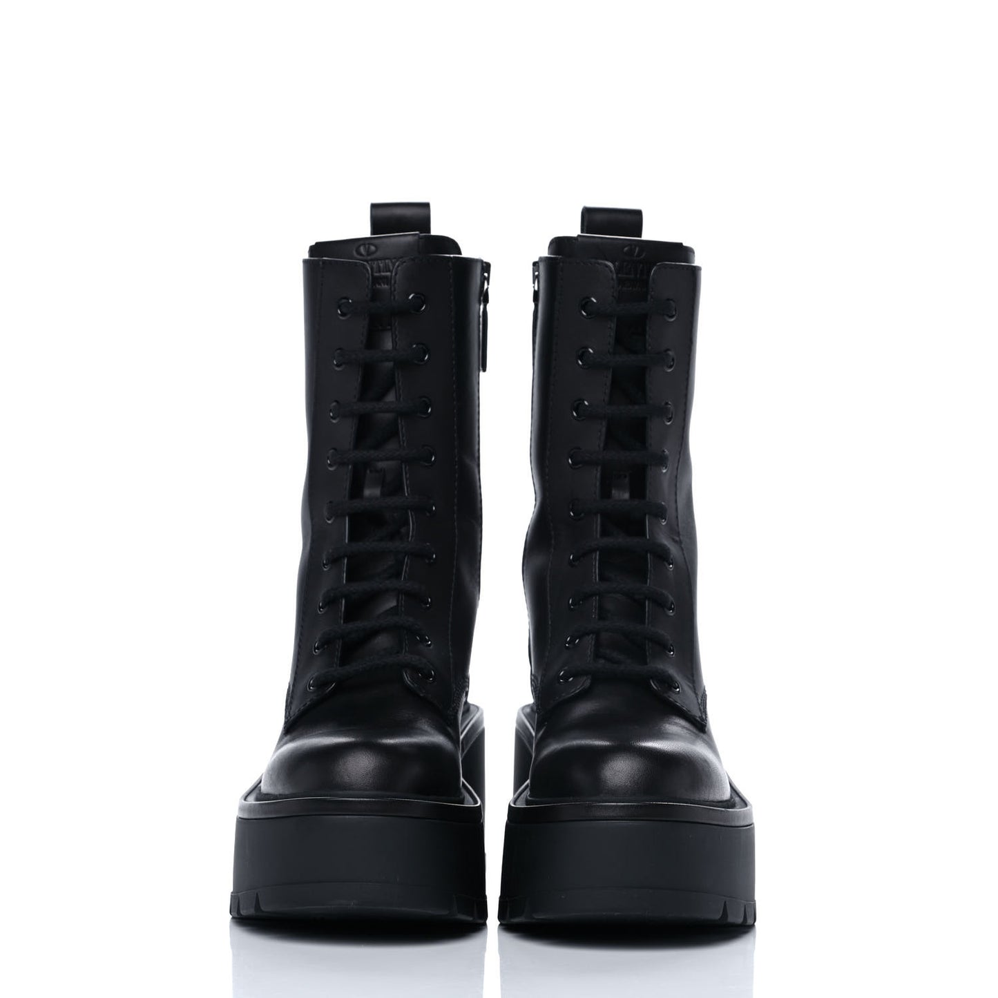 Calfskin VLOGO Uniqueform 55/85mm Flatform Lace Up Boots 36 Black