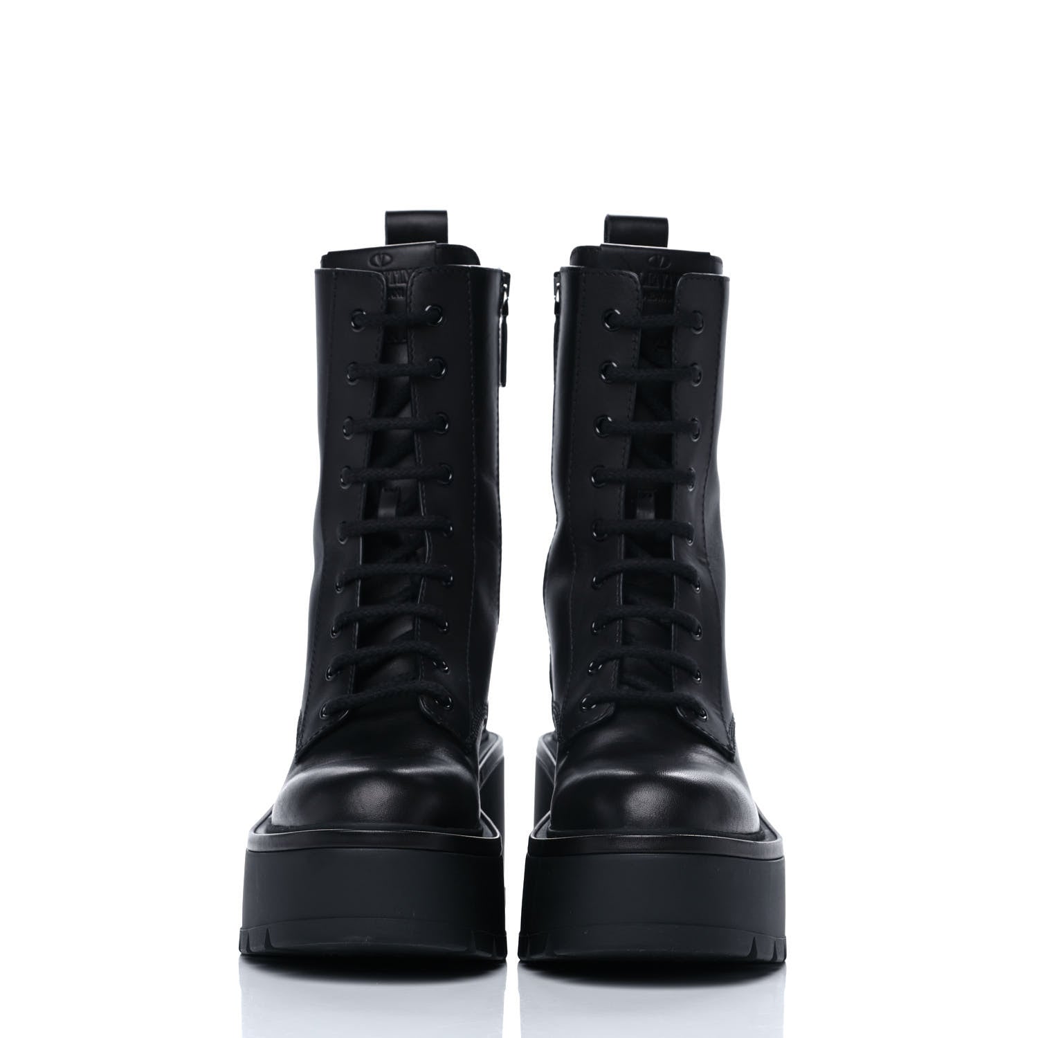 Valentino Garavani Calfskin VLOGO Uniqueform 55/85mm Flatform Lace Up Boots 36 Black 2 of 11