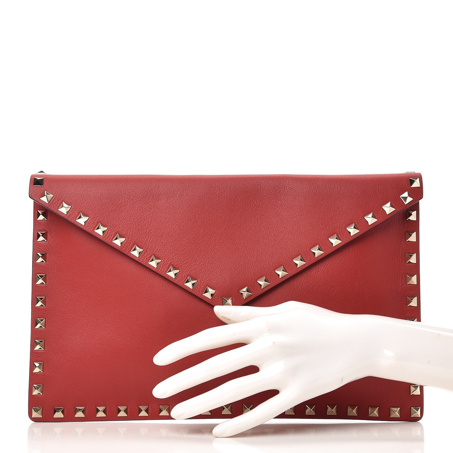 Valentino Garavani Vitello Large Rockstud Envelope Clutch Rosso Valentino 2 of 7