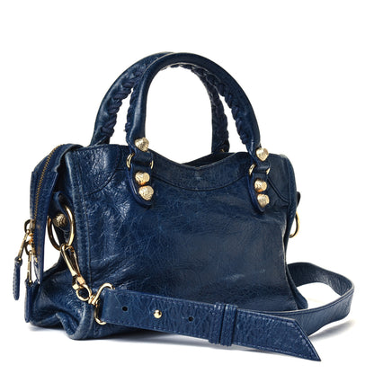 Balenciaga Agneau Giant 12 Gold Hardware Mini City Bleu Mineral 2 of 7
