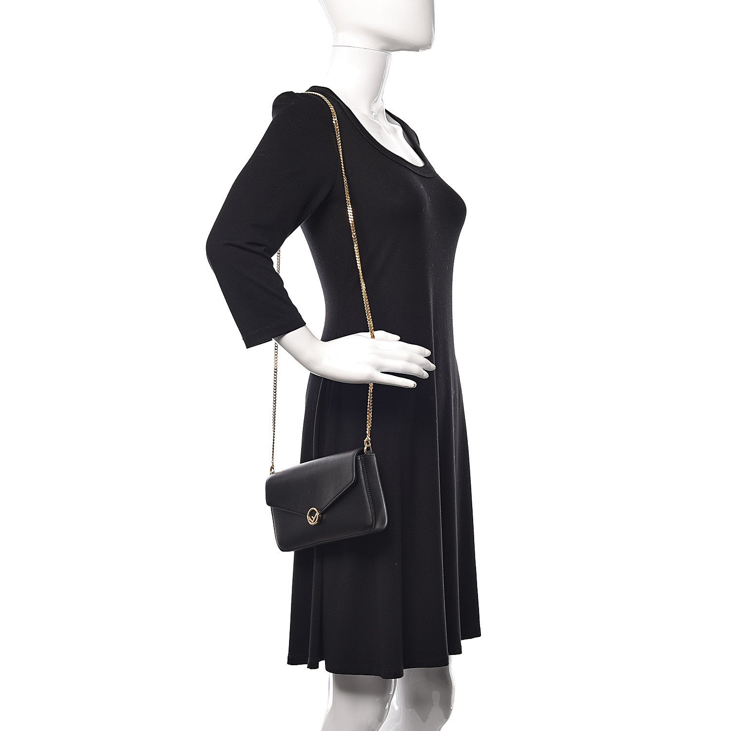 Fendi Vitello Cruise F is Fendi Envelope Wallet on Chain with Pouches Black 2 of 13