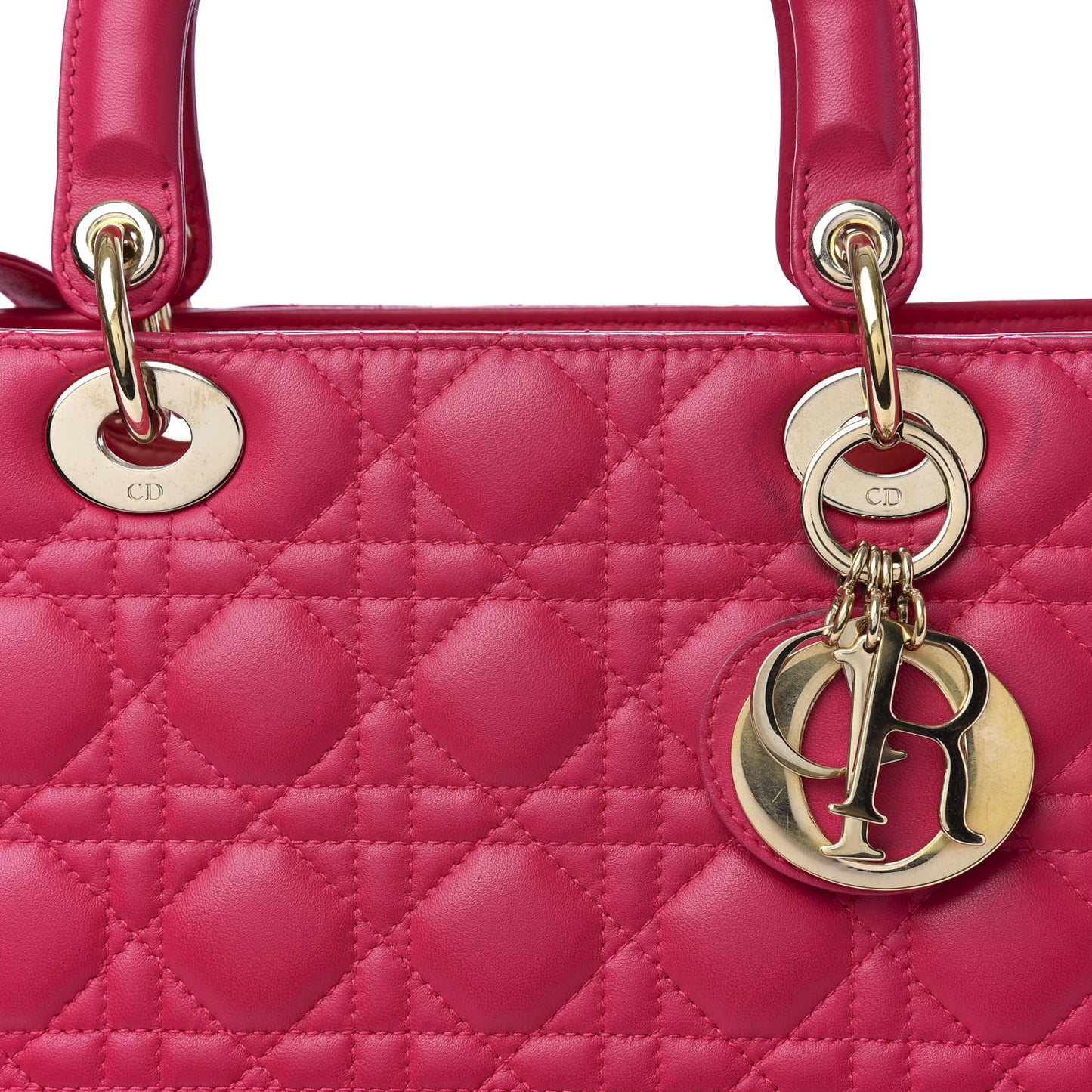 Lambskin Cannage Large Lady Dior Fuchsia