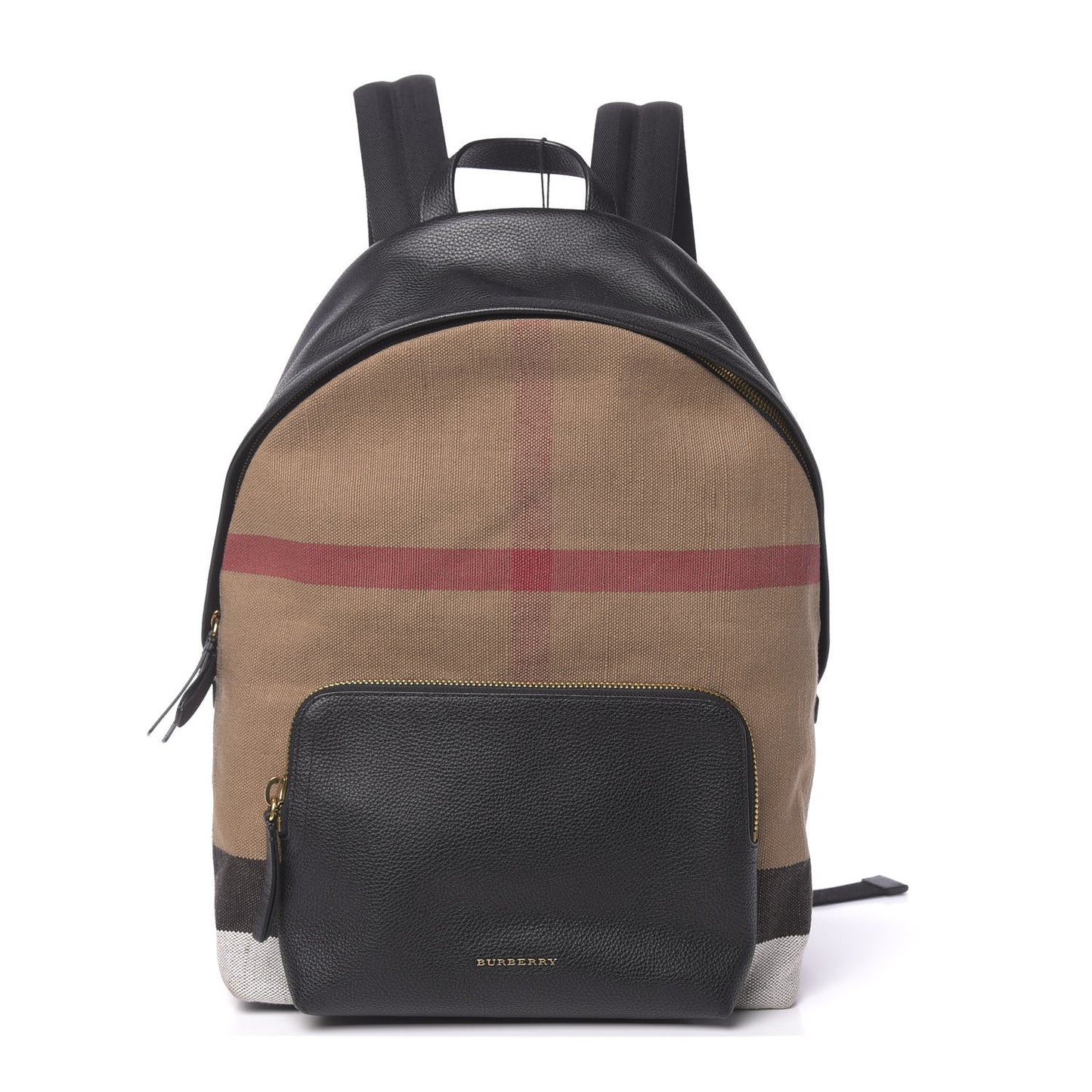 Mega Check Calfskin Abbeydale Simple Backpack Black Camel