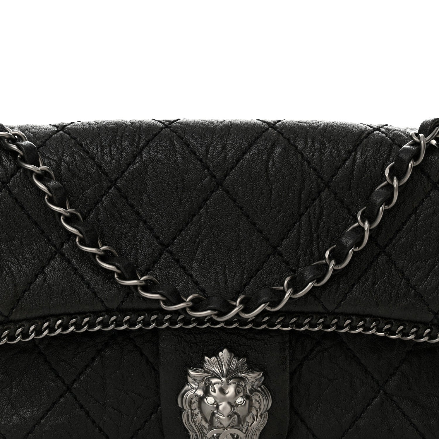 Chanel Distressed Lambskin Medium Leo Lion Flap Black 8 of 12