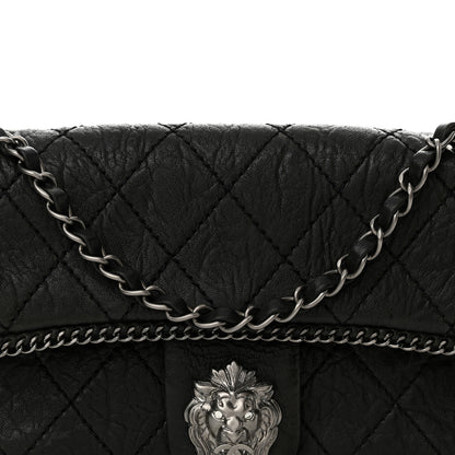 Chanel Distressed Lambskin Medium Leo Lion Flap Black 8 of 12
