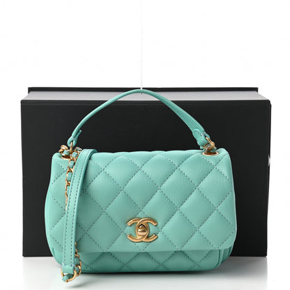 Chanel Calfskin Quilted Top Handle Flap Light Blue 11 of 11