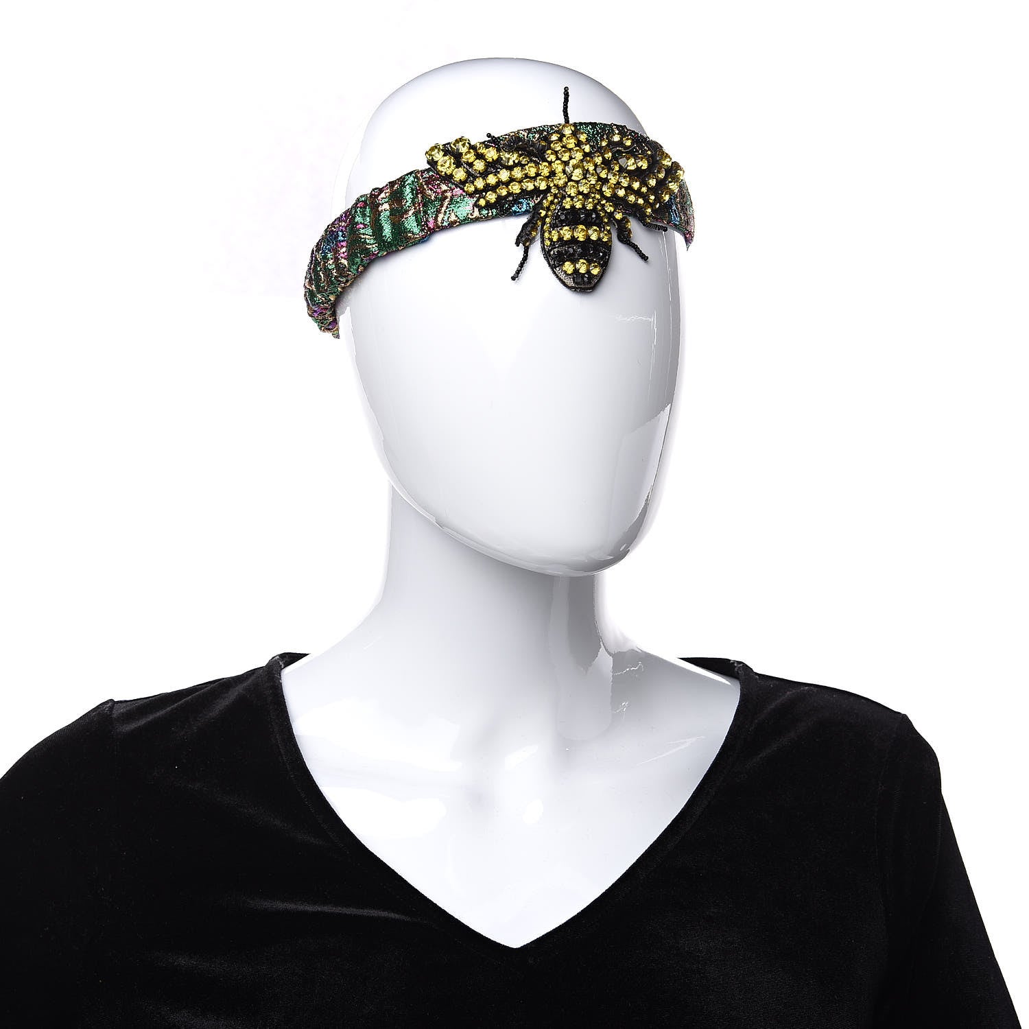 Gucci Jacquard Crystal Embellished Bee Headband 2 of 7