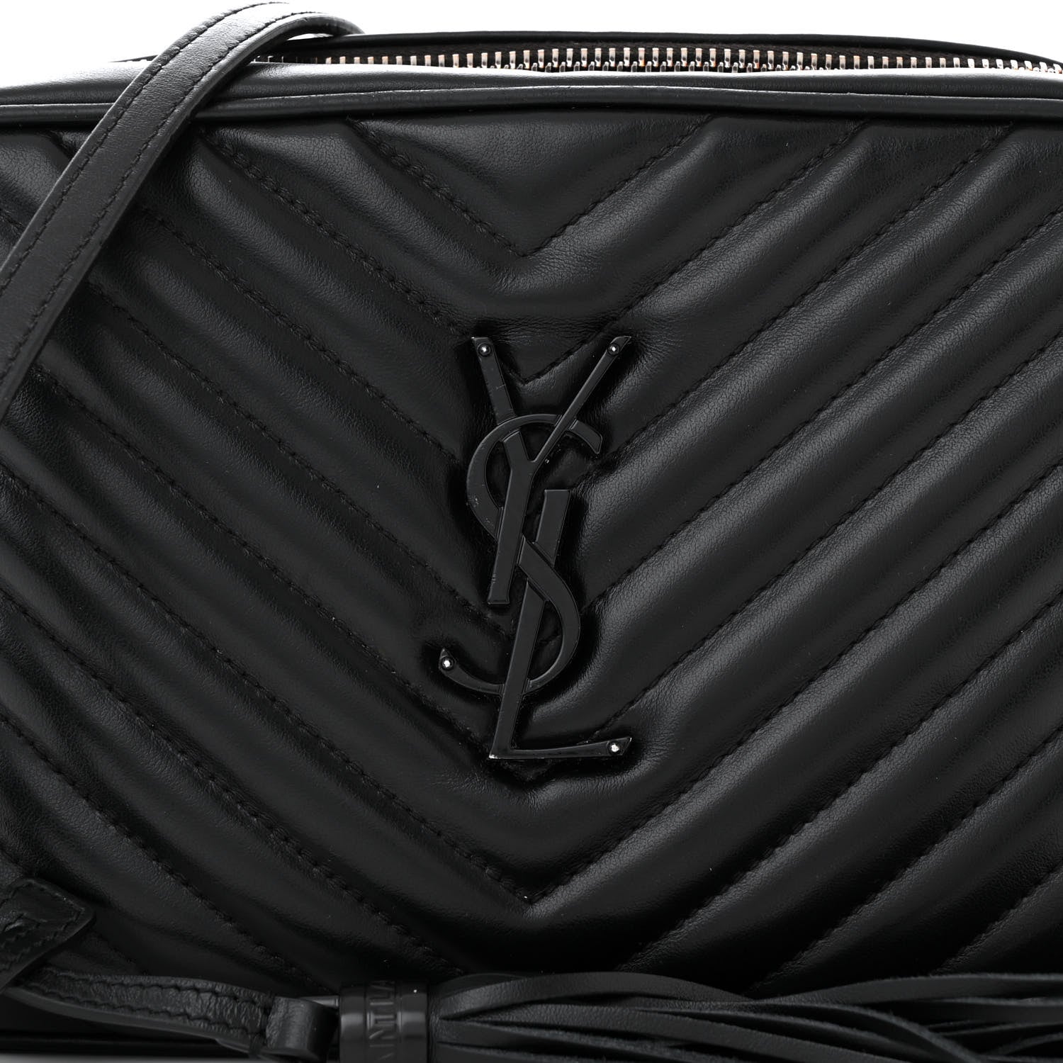 Saint Laurent Calfskin Matelasse Monogram Monochrome Lou Camera Bag Black 8 of 16