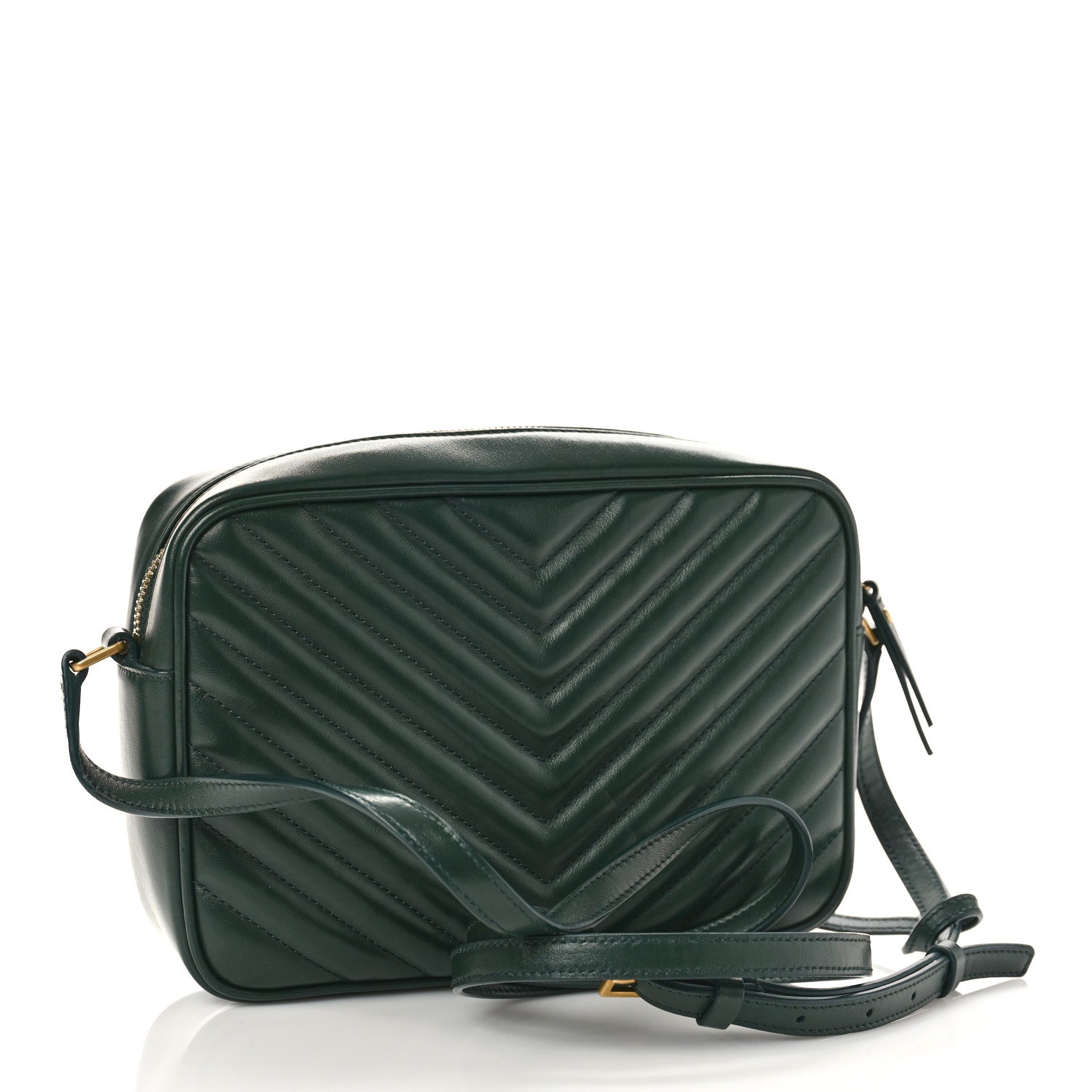 Saint Laurent Calfskin Matelasse Monogram Lou Camera Bag New Vert Fonce 3 of 8