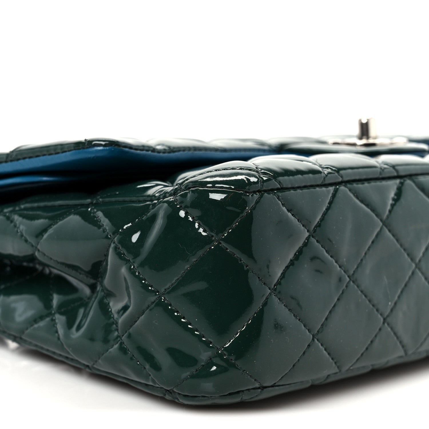 Chanel Patent Quilted Medium Double Flap Blue 10 of 12