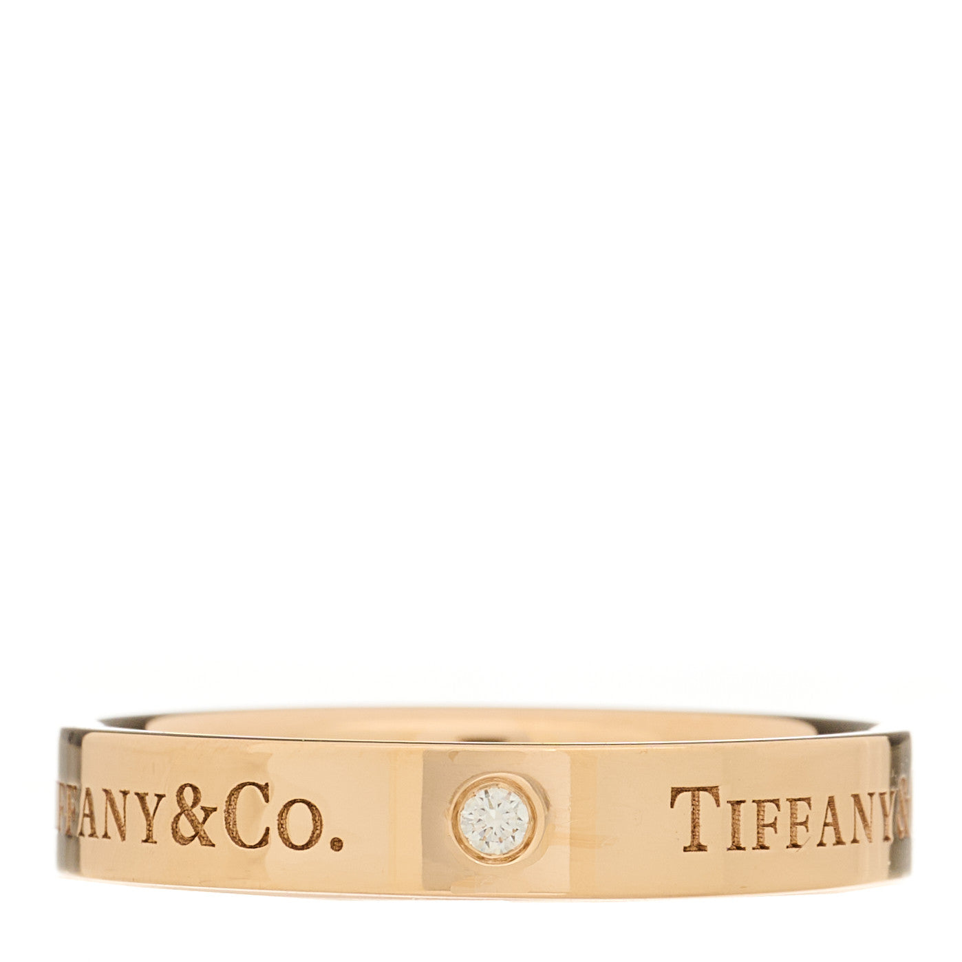 18K Rose Gold Diamond Logo Band Ring 60 9.25