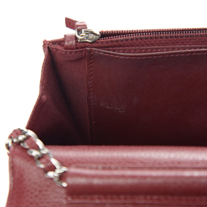 Chanel Caviar Quilted Wallet On Chain WOC Dark Red 11 of 15