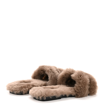 Hermes Woolskin Oran Sandals 38 Etoupe 5 of 8