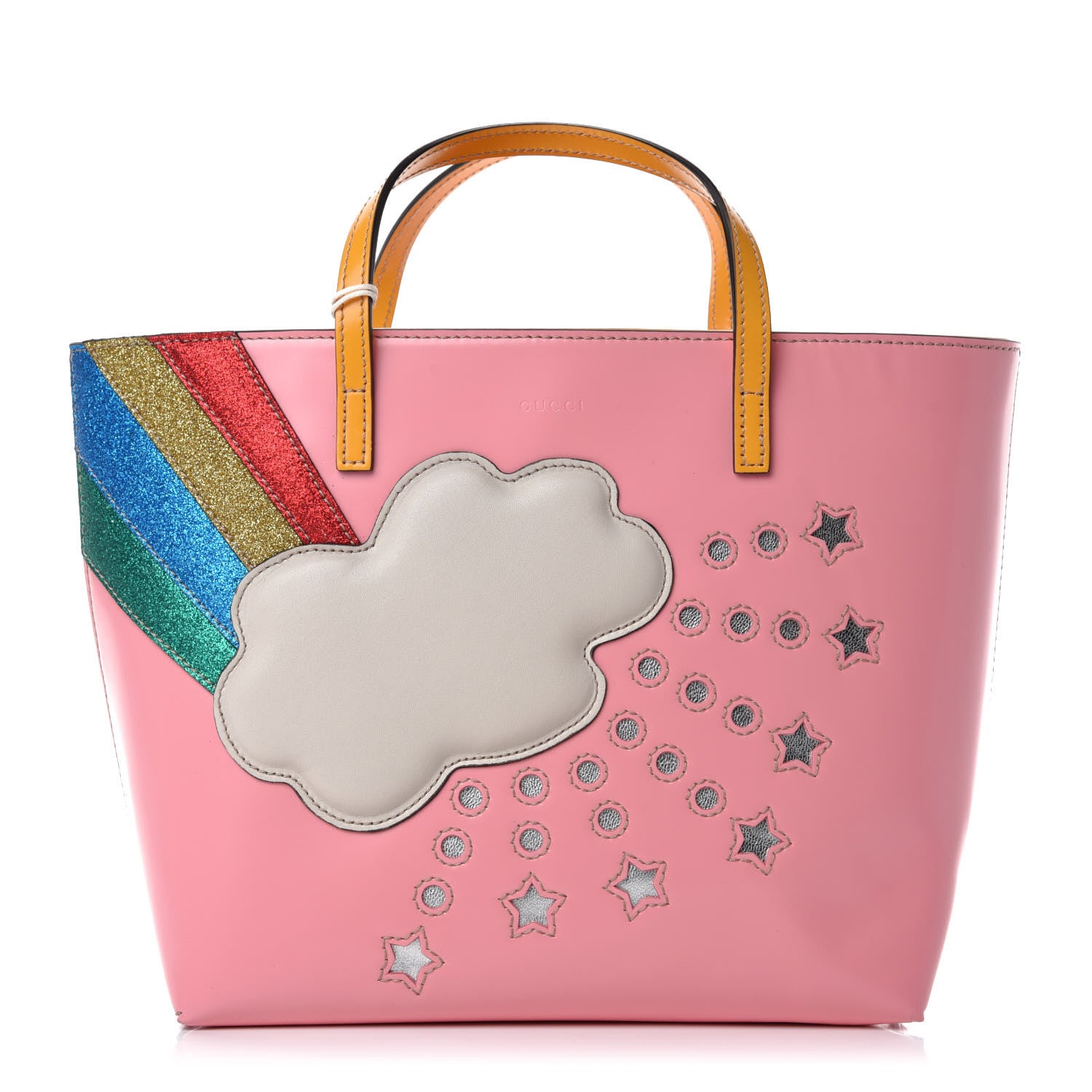 Gucci Calfskin Childrens Rainbow Tote Lotus Pink Crop Multicolor 1 of 10