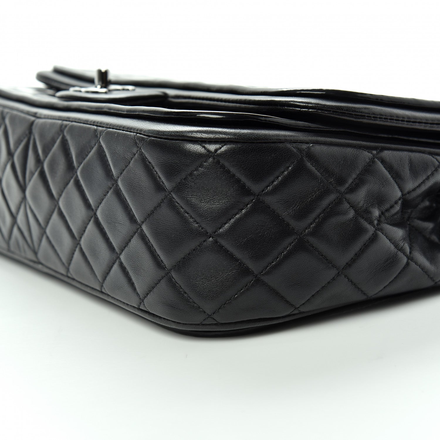 Chanel Patent Quilted Jumbo Classic Twist Flap Bag Black 7 of 10